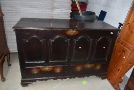A period oak kist having under drawers and brass fitments possibly late 18th, dimensions approx.