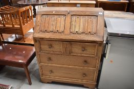 A vintage light oak bureau, approx width 76cm , height 100cm