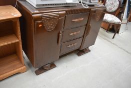 An art deco double fronted side board and drawer chest by Stylwell furniture