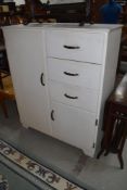 A small wardrobe having drawer set and cloak cupboard 92cm wide by 112cm high