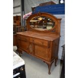 An early 20th Century golden oak mirror back sideboard, width approx. 138cm