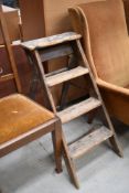 A set of vintage wooden steps, height approx. 78cm