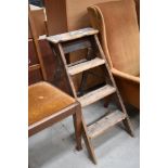 A set of vintage wooden steps, height approx. 78cm