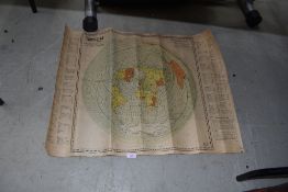 A short wave radio canvas backed map of the world