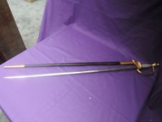 A possible 18th/19th century Small/Court Sword with leather and metal scabbard, brass hilt with