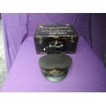 A WW2 Sub Lieut J.M.Braes R.N.V.R metal lockable box with his Naval Cap possible dated 194?