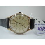 A gent's 9ct gold wrist watch by Avia having a baton numeral dial with subsidiary seconds on a