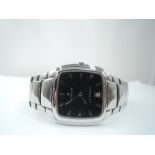 A gent's Edox Les Bemonts quartz wrist watch no:27005 having baton numeral dial with date aperture