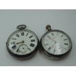 A Victorian silver key wound pocket watch having oversized Roman numeral dial and subsidiary seconds