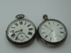 A Victorian silver key wound pocket watch having oversized Roman numeral dial and subsidiary seconds