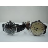 A vintage Tissot Seastar wrist watch having Arabic numeral dial, steel case and leather strap, and a