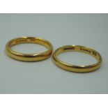 Two 22ct gold wedding bands, approx 5.5g & sizes I/K