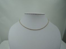 A 9ct gold fine link rope chain, approx 18' & 3.3g