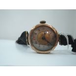 A lady's vintage 9ct rose gold wrist watch having an Arabic numeral dial and canvas strap