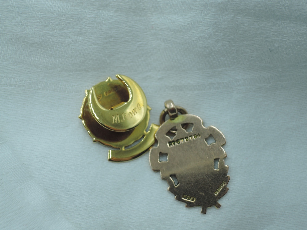 A 9ct gold long service pin and medalion, approx 10g - Image 3 of 3