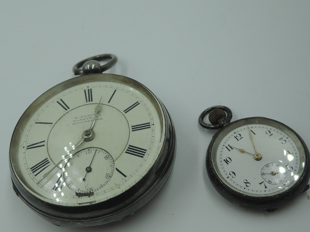 A Victorian silver key wound pocket watch by H Samuel, Manchester no: 163660 having Roman numeral