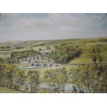 An oil painting on board, John Corcoran, Yorkshire village landscape, signed and dated 1964, 68 x