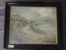 An oil painting, A Gardner, Cottage by the Loch, signed and dated (19)24, and attributed verso, 25 x