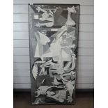 A print, style of Picasso, monochrome blockboard, 58 x 128cm