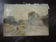 An oil painting, Rollet, village scene, signed 30 x 44cm