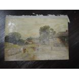 An oil painting, Rollet, village scene, signed 30 x 44cm