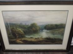 A watercolour, G Richardson, river landscape, presumed Durham,19th century, signed and dated 1882,