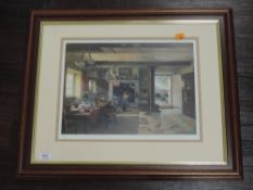A Ltd Ed print, after Stephen Darbishire, Lakeland cottage interior, signed, 28 x 37cm, plus frame