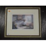 A Ltd Ed print, after Stephen Darbishire, Lakeland cottage bedroom, signed, and num 219/450, 24 x