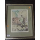 A re-print, fat cattle Tavistock Farm, 37 x 26cm, plus frame and glazed