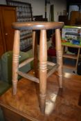 A beech wood kitchen or side stool standing sat 52cm