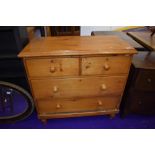 A stripped pine chest of two over two drawers, width approx. 91cm