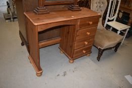 A small size pine dressing table or desk base H74cm x W95cm x D39cm
