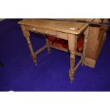 A Victorian stripped pine side table with frieze drawer, width approx 81cm