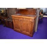 A Victorian mahogany chiffoneir sideboard having ledge back and drawer interior, dimensions