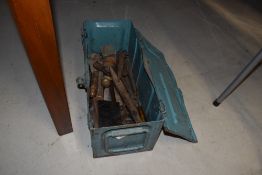 A garage tool chest with contents assorted spanners and similar