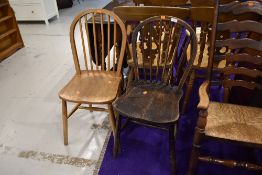 Two vintage hoop and stick back kitchen chairs