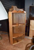 A traditional pine corner shelf, small proportions, height approx. 66cm