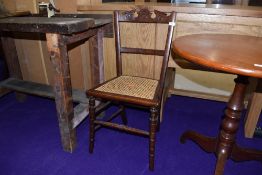 A Victorian cane seated bedroom chair