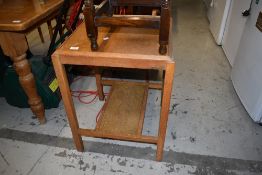 A mid century light oak side or tea table H67cm x W50cm X D50cm