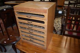 A beech wood and glass fronted specimen or similar cabinet or drawer set H60cm x D37cm x W45cm