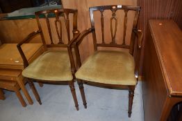 Two mahogany framed carver dining chairs