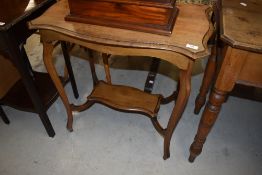A satin wood cabriole legged side or hall table W70cm x D44cm x 70cm