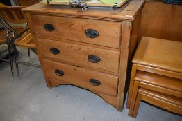 A set of three drawers in stripped pine H80cm x W80cm x D46cm