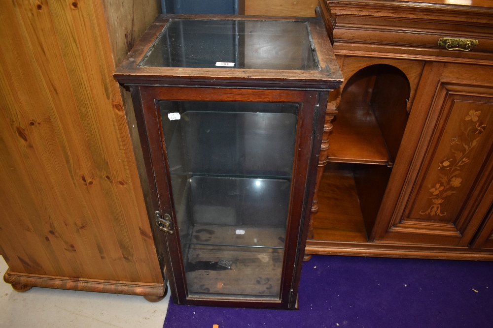 A traditional mahogany and glazed shop display, dimensions approx. W44cm H82cm D38cm