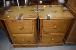 A pair of bed side or similar bedroom deep drawers W55cm x H81cm x D54cm