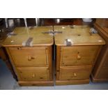 A pair of bed side or similar bedroom deep drawers W55cm x H81cm x D54cm