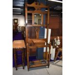 A late Victorian oak hall stand, approx. W69cm H189cm