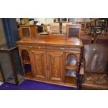 A light mahogany and inlaid chiffoneir or sideboard base, stamped Gillow and Co, dimensions