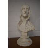 A sculpted and plaster cast figure head bust of a female study mid century styled standing at 65cm