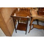 An early 20th Century telephone or side table with drawer on fluted legs in oak W40cm x H72cm x 40cm